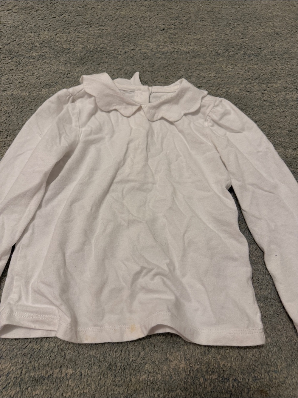 Janie and Jack White Long-Sleeve Top with Scalloped Peter Pan Collar